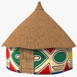 Traditional African Hut with Painting