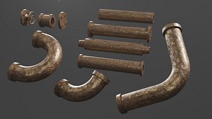 Steampunk Pipes Pack Modular 3D model