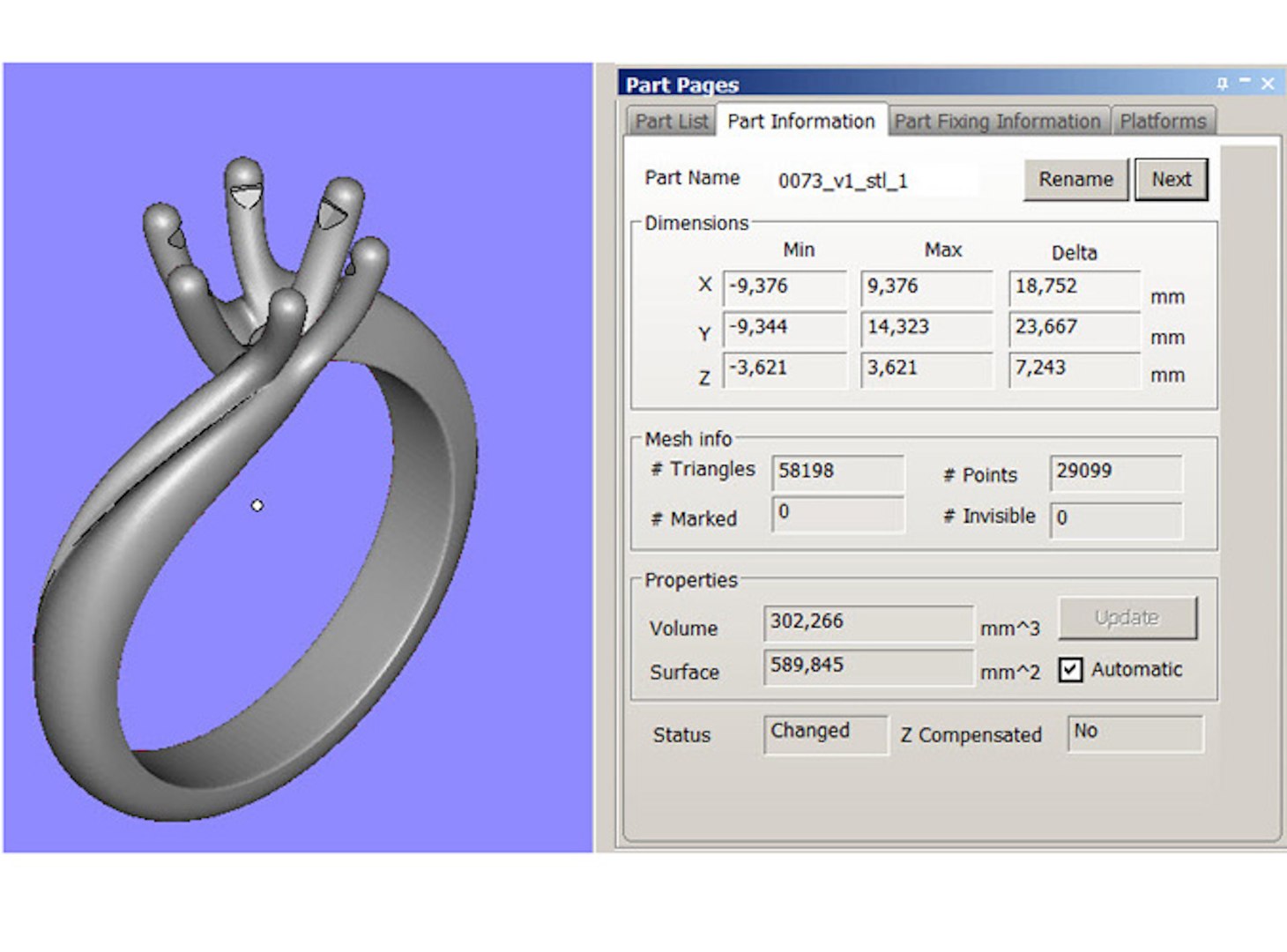 3D model Jewelry Wedding Engagement Ring with gem 0073 Set of sizes FBX ...