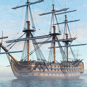 3D HMS Victory Ship of the Line with Furled Sails