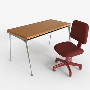 Modern Office Desk and red Ergonomic Chair Set