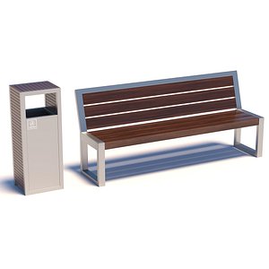 bench trashcan 3D