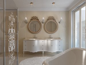 Interior scene of classic bathroom