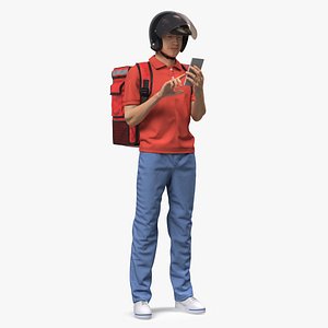 Food Delivery Man Standing Pose Fur 3D