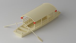 Old Traditional Chinese Wooden Passenger Boat 3D model