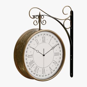 Antique Street Clock Railway Clock Vintage Clock 3D