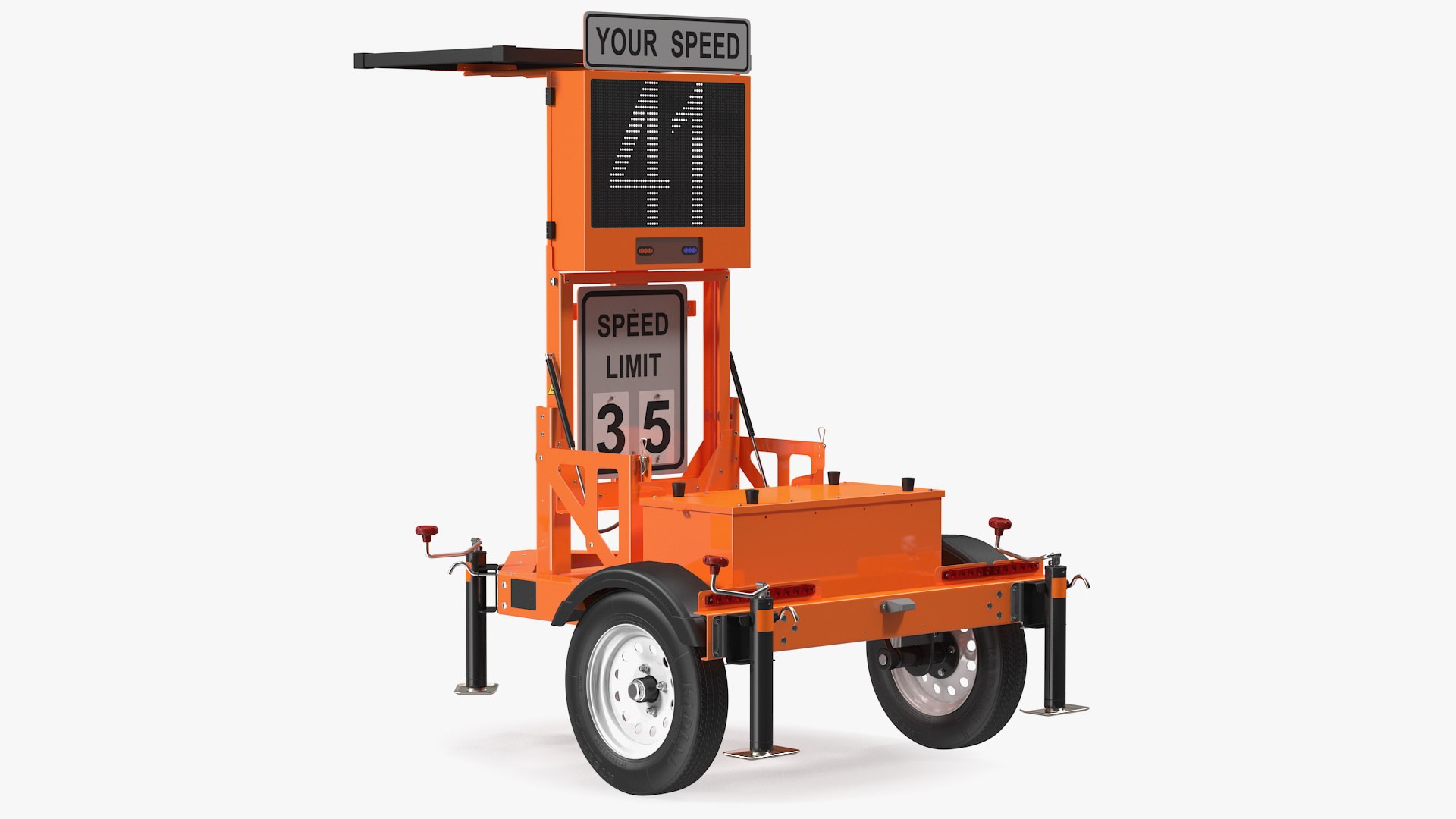 Mobile Speed Display Trailer Radar Rigged 3D model preview