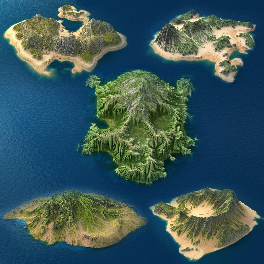 3d realistic tropical island 2 model