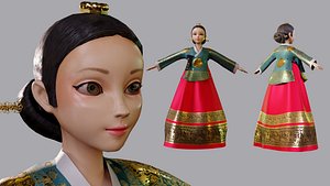 hanbok girl with character 3D model