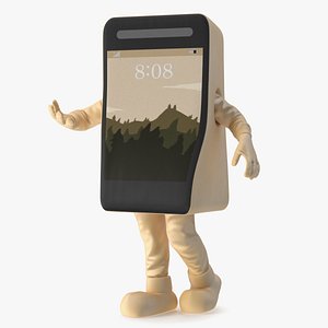 Cell Phone Mascot Costume Golden Walking model