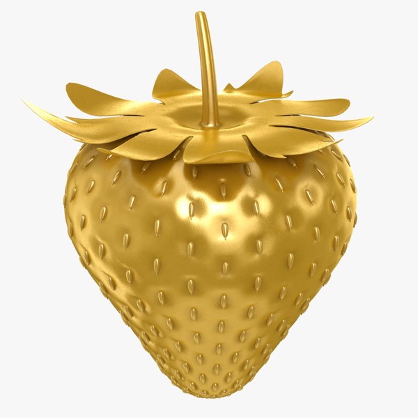 3D gold strawberry model