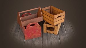 Old wooden crates pack model