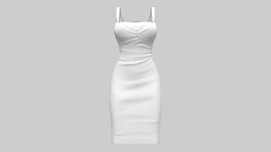 3D Bateau Wrapped Neck Straps Knee Length Pencil Skirt Dress model