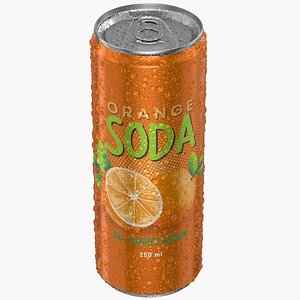 3D Slim Soda Can With Droplets 250ml model