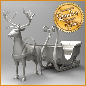 3d model raindeer sleigh