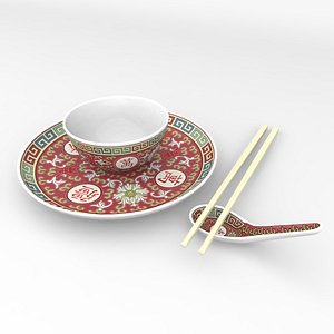 3d traditional chinese porcelain rice
