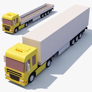 modèle 3D de Dessin animé stylisé semi-camion américain des années 80 -  TurboSquid 1777716