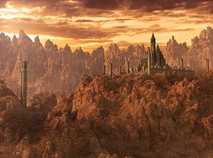 3D castle mountain fantasy