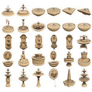 30 Classic Fountains Gameready and Archviz Assets 3D model
