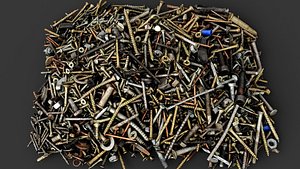 metal debris pile bolts screws parts PBR photogrammetry