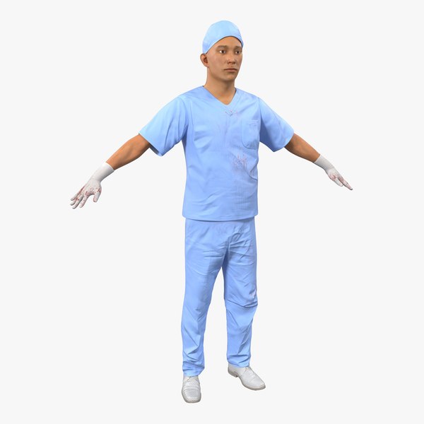 3d male surgeon asian blood