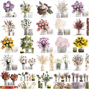 Collection of flower bouquets and vase set of 41 pieces