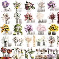 Collection of flower bouquets and vase set of 41 pieces
