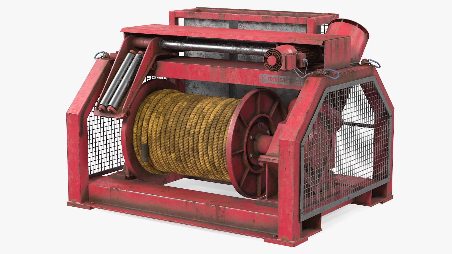 Wire Rope Mooring Winch Rigged 3D model preview