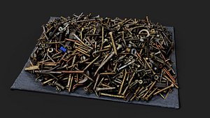 metal debris screws pile PBR photogrammetry model