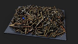 metal debris screws pile PBR photogrammetry