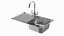 Single Bowl Kitchen Sink with Drainboard and Tap model