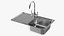 Single Bowl Kitchen Sink with Drainboard and Tap model