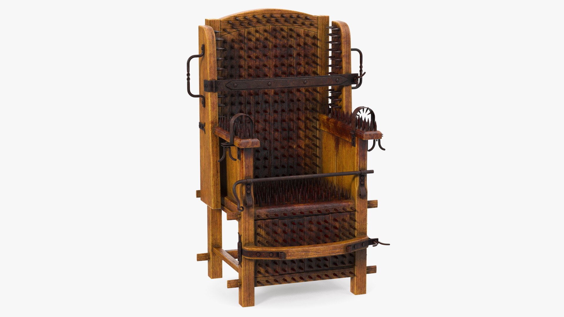 Medieval Spiked Torture Chair with Bloodstains 3D model preview