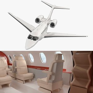 3D model Luxury Private Jet with Interior Rigged