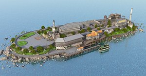 alcatraz island penitentiary prison 3D