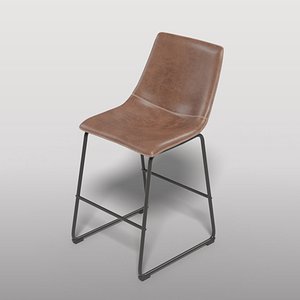 3D Industrial Leather Bar Stool
