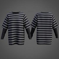 Harajuku Striped T-Shirt Oversized Fake Two piece Long Sleeve Grunge Shirt