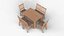 Modernes Esstisch-Set aus Holz mit sechs Stühlen – realistisches 3D-Modell für Innenarchitektur und Visualisierung
