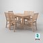 Modernes Esstisch-Set aus Holz mit sechs Stühlen – realistisches 3D-Modell für Innenarchitektur und Visualisierung