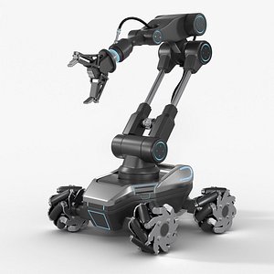 Mobile Manipulator Robot with Mecanum Wheels Game Ready 3D model