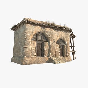 3D Asian ancient yellow brick houses