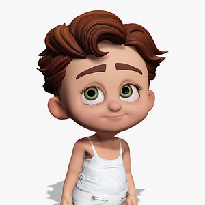 Adorable Cartoon Baby Rigged Boy Model Stylized Toon