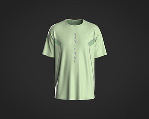 Mens running t-shirt with mesh fabric detailing 3D