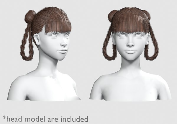 Braids Bun Hairstyle V10305 model - TurboSquid 2020230