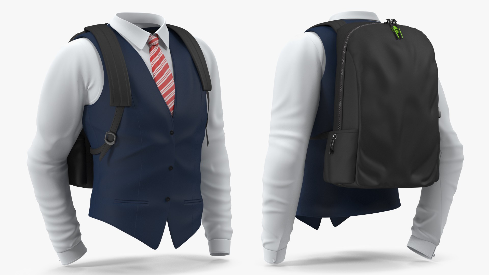 School Vest with Bag 3D model preview