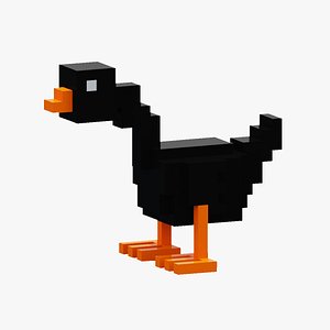 3D Voxel Black Goose