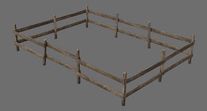 3D wooden fence 1a