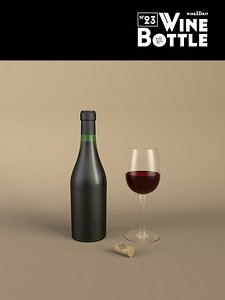 3d bottle 23 wine