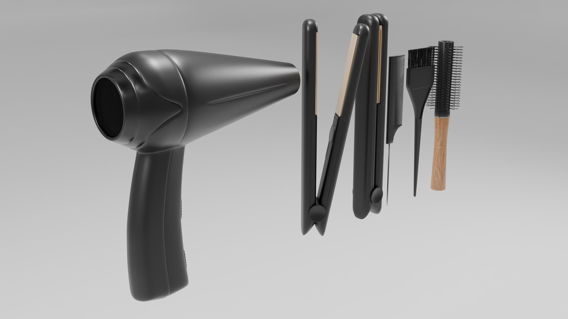 Hairdressing kit Hairbrush  Hair straightener Hair dryer 3D model https://p.turbosquid.com/ts-thumb/X6/1VwhUf/r0/3/png/1776437637/1920x1080/fit_q87/2fc0ed6e67cf2505f73bdd60f1417264a6060a96/3.jpg