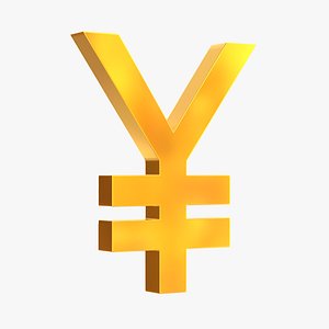 3D Yen currency sign
